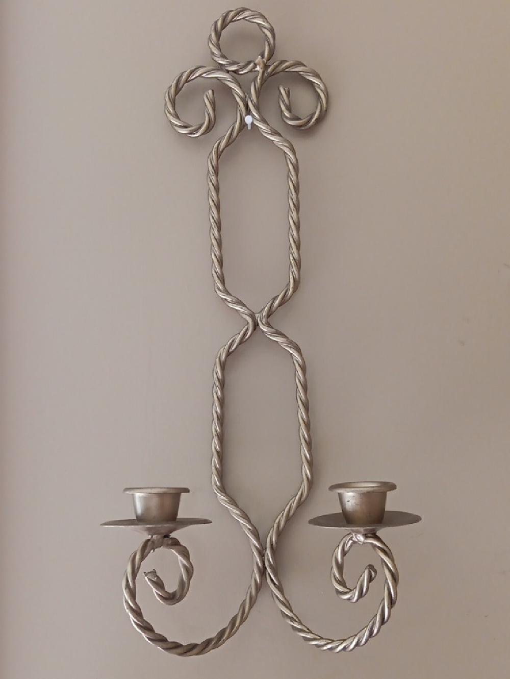 Vintage Homco Hollywood Regency Gold Twisted Wire Double Candle Wall Sconce